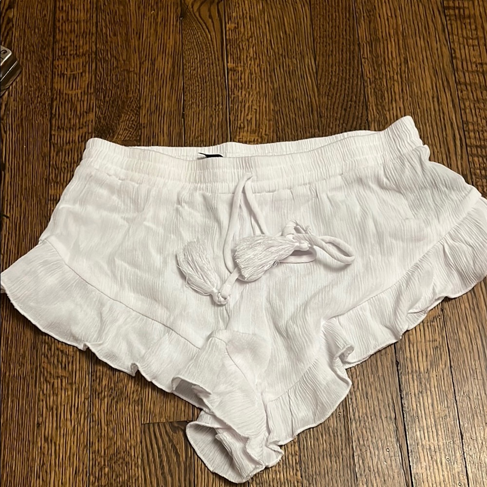 Something Navy White Ruffle Hem PJ Shorts